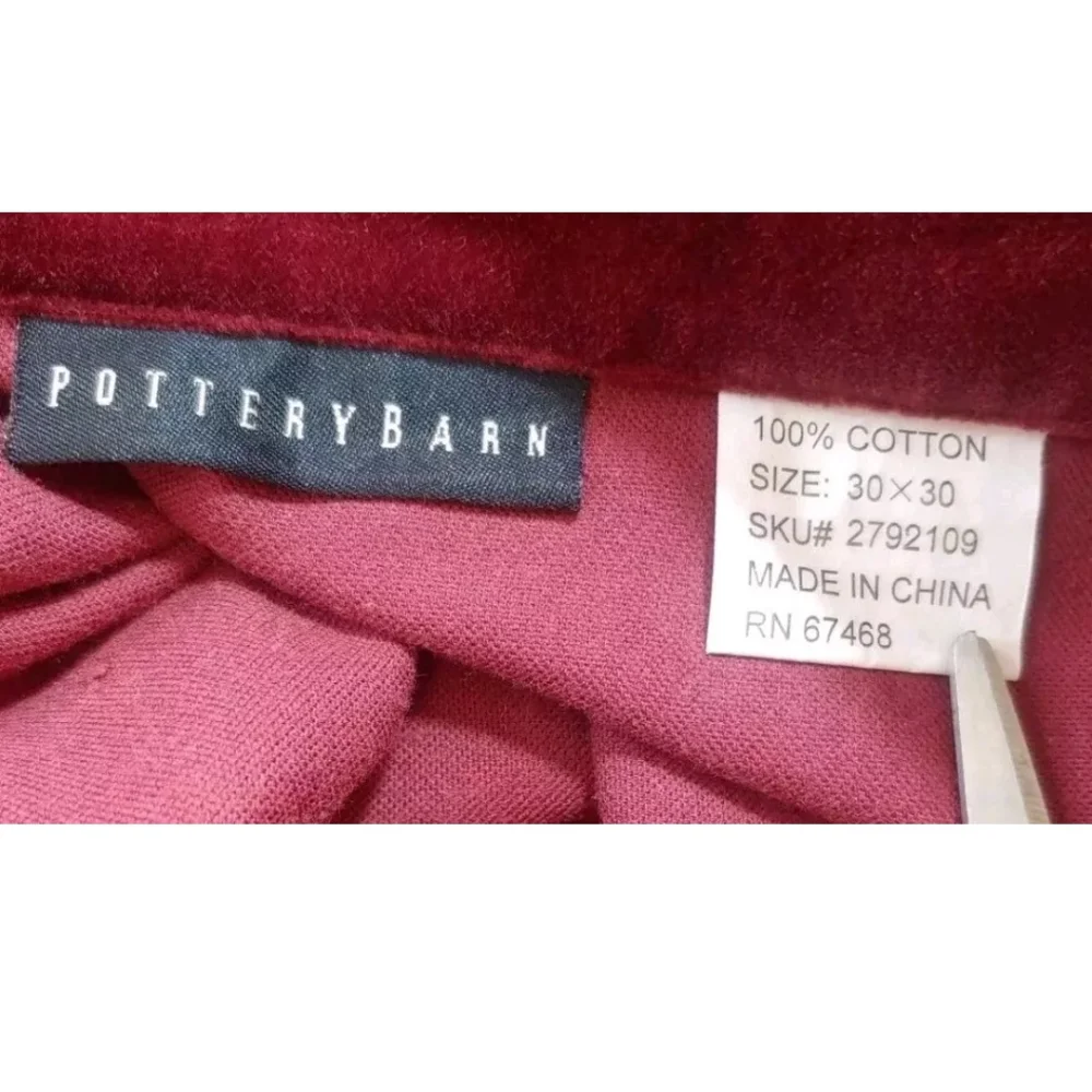 Pottery Barn Floor 1 Pillow Cover Sham Jewel Red Velvet Buttons Euro Sq 30/30